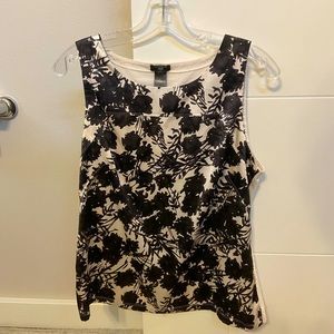 Ann Taylor petite black and cream floral tank